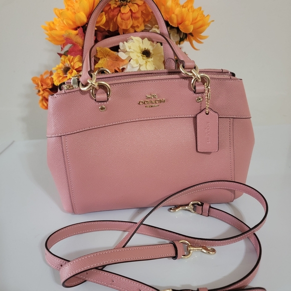 Coach Brooke Colrossgrain Carryall Pink Satchel with Gold Accents - Picture 1 of 10